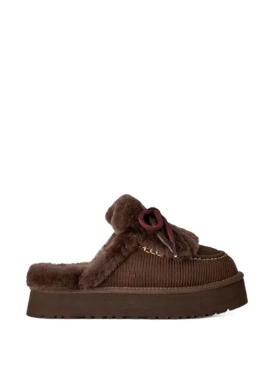 Ugg Disquette Heritage Platform Slippers In Brown