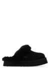 Ugg Disquette Mini Suede Slipper With Sheepskin Collar In Black
