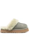 Ugg Disquette Platform Fur Slippers In Green