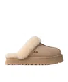 Ugg Chaussons Disquette En Cuir In Sand