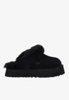 Ugg Disquette Shearling-trimmed Suede Slippers In Black