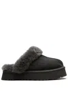 Ugg Disquette Shearling Platform Slippers In 灰色