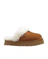 Ugg Disquette Sheepskin And Suede Comfort Slide In Brown
