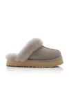 Ugg Disquette Shearling Platform Slippers In Grey