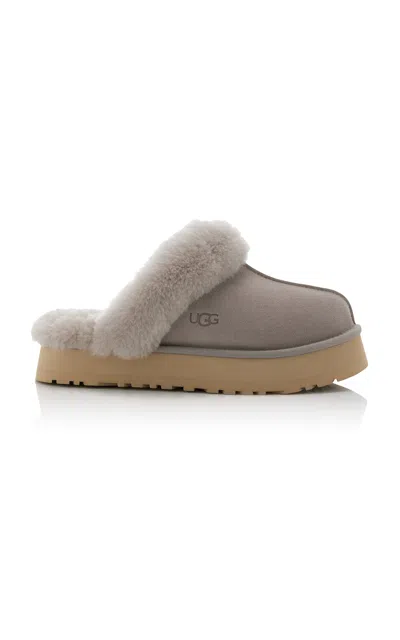 Ugg Disquette Shearling Platform Slippers In Grey