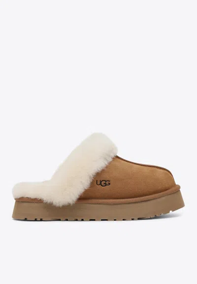 Ugg Disquette Shearling Slippers In Brown