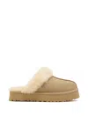 Ugg Disquette Logo Embossed Platform Slippers In Nude