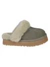 Ugg Disquette Moss Green Eather Slip-ons In Animal Print