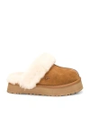 Ugg Disquette Sheepskin And Suede Comfort Slide In Chestnut