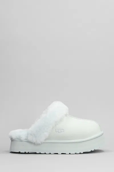 Ugg Disquette Slipper-mule In White Suede