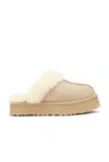 Ugg Chaussons Disquette En Cuir In Sand