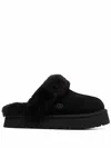 Ugg Plush Lined Black Slip-on Sandals With Thick Sole In Black
