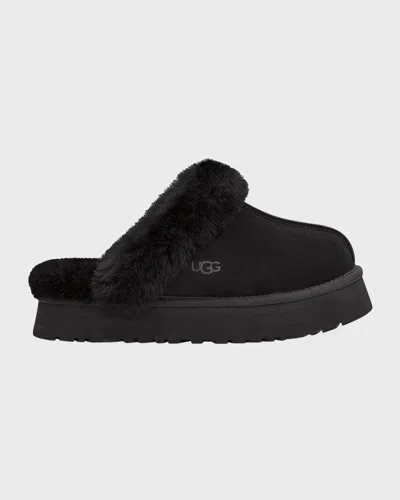 UGG DISQUETTE SUEDE & SHEARLING PLATFORM SLIPPERS