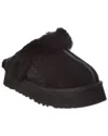 Ugg Soft Suede Slip-on Mules With Plush Fur Lining In Black