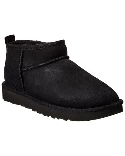 Ugg Classic Ultra Mini Suede & Shearling Boot In Black