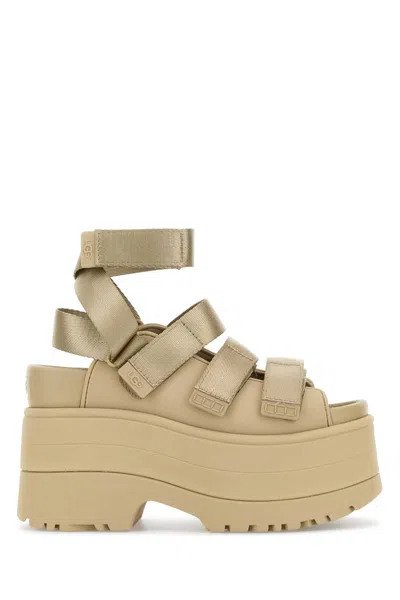 Ugg Dove Grey Fabric Goldenrise Sandals In Beige O Tan