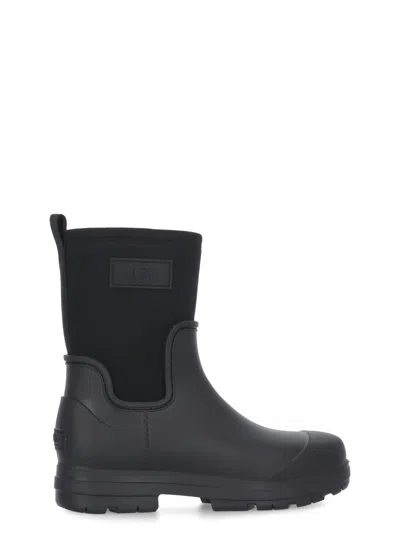 Ugg Womens Black Droplet Mid Logo-embossed Rubber Ankle Boots