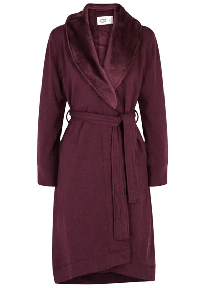Ugg Duffield Ii Fleece-lined Cotton-jersey Robe In Burgundy