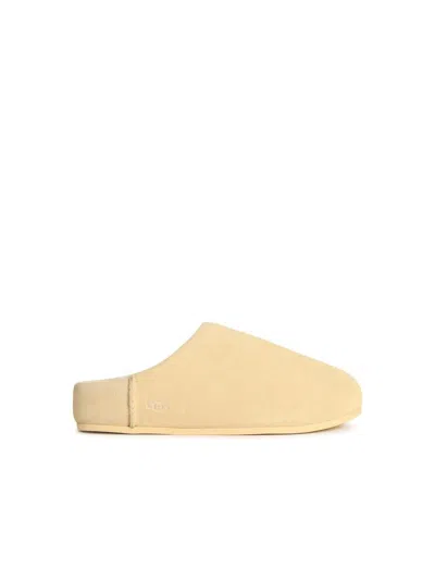 Ugg 'elea Slip-on' Cream Leather Slippers In Sand