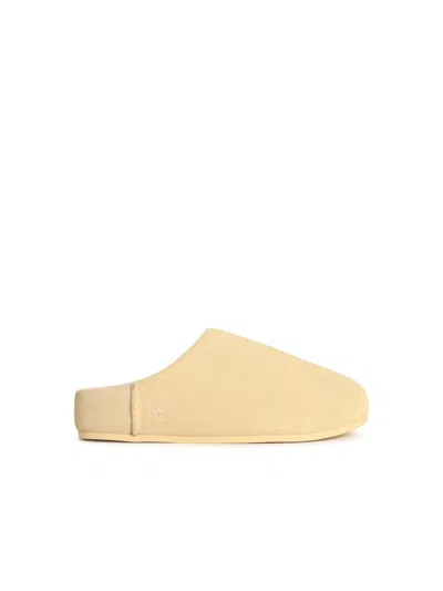 Ugg Elea Slip-on Cream Leather Slippers In Yellow