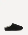 Ugg -style Elea Suede Faux Fur Slip-on Flat Mule In Black