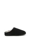 Ugg -style Elea Suede Faux Fur Slip-on Flat Mule In Black