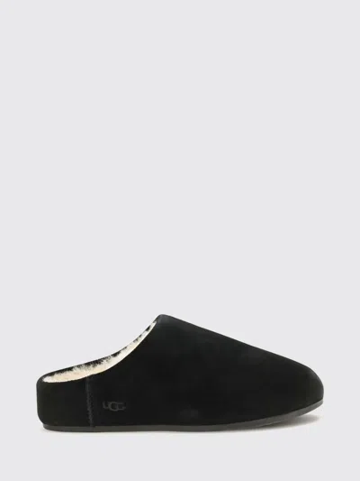 Ugg Elea Suede Sabot Mules With Wool Interior In Black