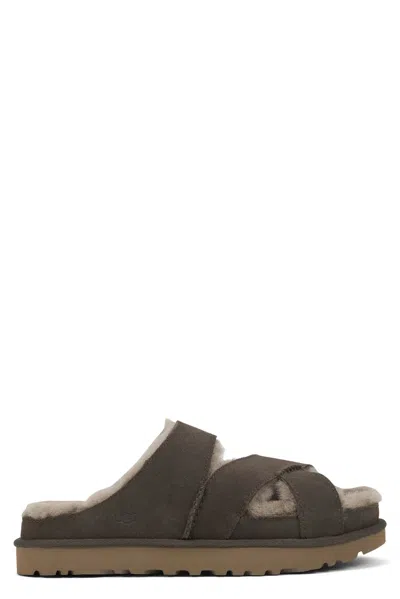 Ugg Slip-on Mini Minimalist Leather Wool Casual Clogs For Women In Black