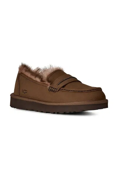 Ugg Ellis Nubuck Loafer In Dark Chestnut