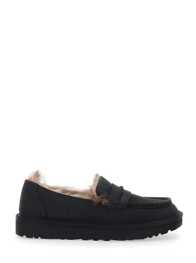 Ugg Ellis Nubuck Loafer With Rubber Sole In Black