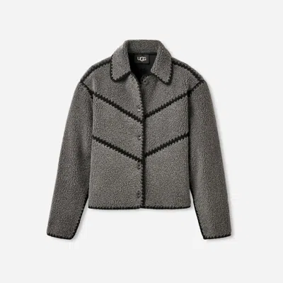 Ugg Ellison ®fluff Shell Jacket Fleece/recycled Materials Tops In Charcoal Heather In Gray