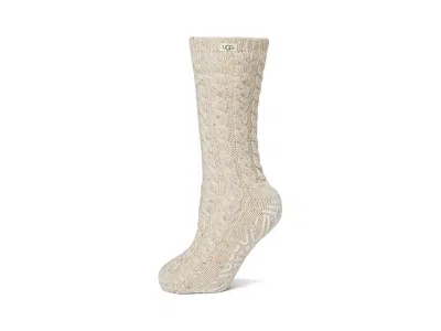 Ugg Elowyn Cable Knit Fleece Lined Women's Quarter Length Socks Shoes Cream Confetti: One Size In Green
