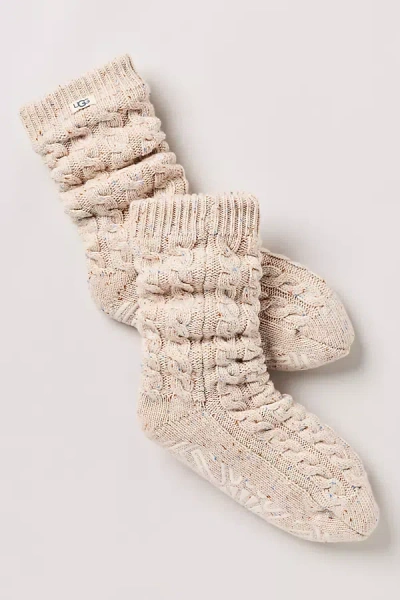 Ugg Elowyn Cable Knit Grip Socks In Ivory
