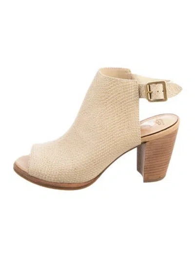 Pre-owned Ugg Embossed Leather Animal Print Slingback Pumps In Neutrals