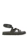 Ugg Embossed Leather Ankle Strap Sandal In Brown