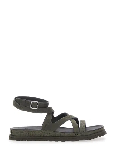 Ugg Embossed Leather Ankle Strap Sandal In Brown