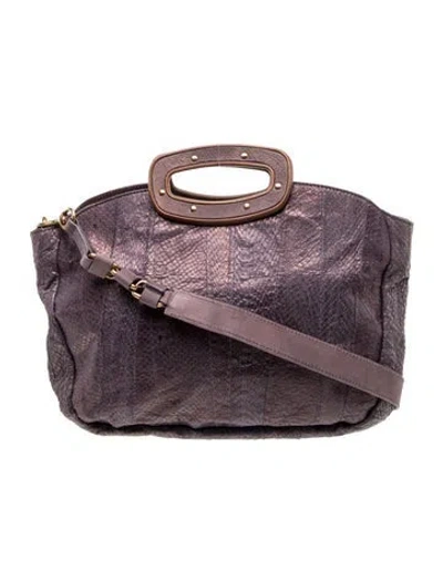 Pre-owned Ugg Embossed Leather Top Handle Bag In Purple