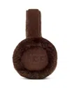 Ugg Embroidered Logo Shearling Earmuffs In Brown