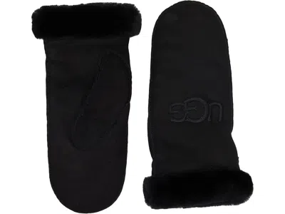 Ugg Embroidered Water Resistant Sheepskin Mitten With Tech Palm Extreme Cold Weather Gloves Black: Sm-md In Red