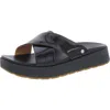 Ugg Emily Womens Patent Leather Slip On Slide Sandals In Black