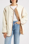 Ugg ® Emmersyn Braid Trim High Pile Fleece Coat In White