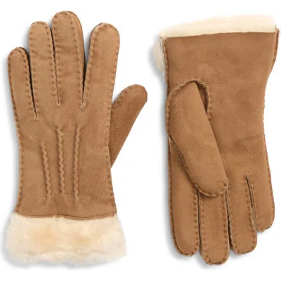 Ugg ® Exposed Genuine Shearling Sheepskin Gloves In Brown