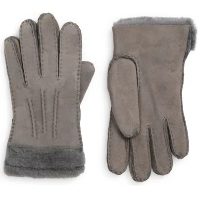 Ugg ® Exposed Seam Genuine Shearling Leather Gloves In Gray