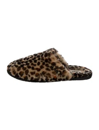 Pre-owned Ugg Faux Fur Animal Print Mules In Multi