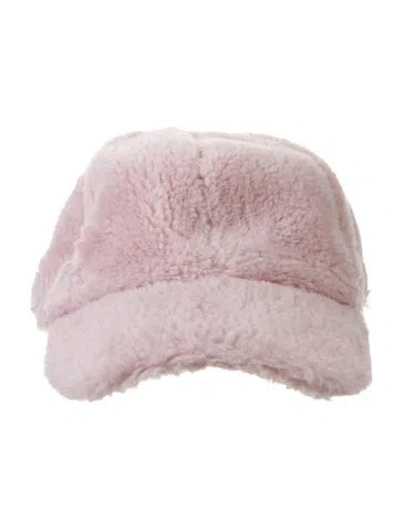 Pre-owned Ugg Faux Fur Baseball Hat In Pink