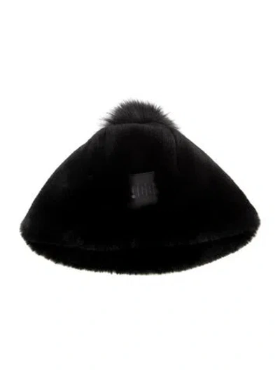 Pre-owned Ugg Faux Fur Beanie In Black