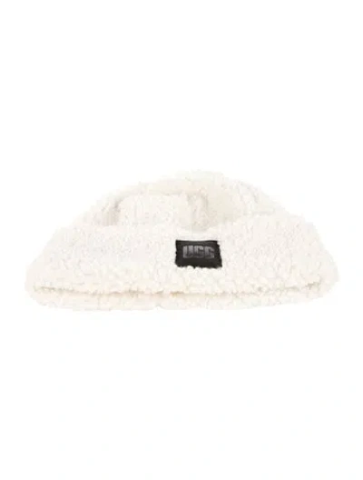 Pre-owned Ugg Faux Fur Beanie With Logo At Front In Neutral