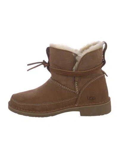 Pre-owned Ugg Faux Fur Boots In Brown