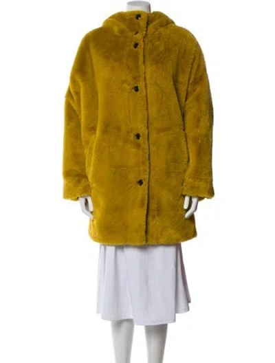 Pre-owned Ugg Faux Fur Coat In Yellow