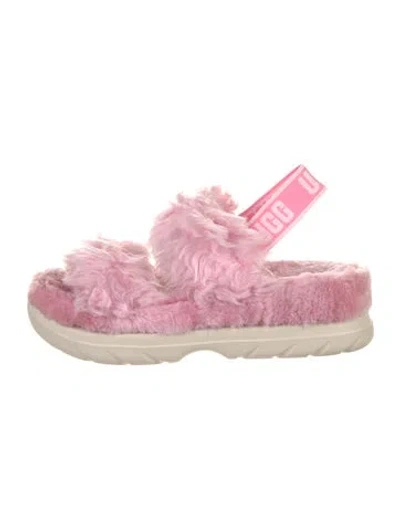 Pre-owned Ugg Faux Fur Floral Print Espadrilles In Pink